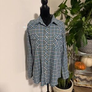Vintage Wrangler Plaid‎ Western Snap Shirt – Blue/Green – L